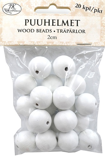 [3924] Wood beads 2cm white 20pcs