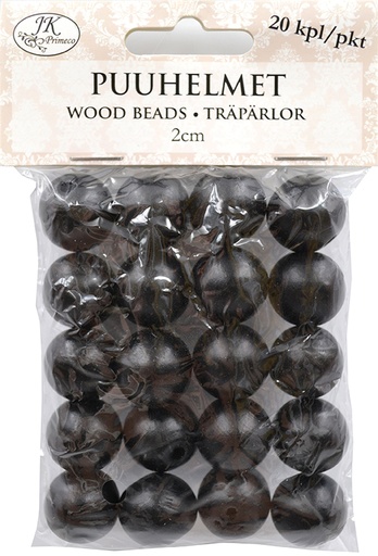 [3930] Wood beads 2cm black 20pcs