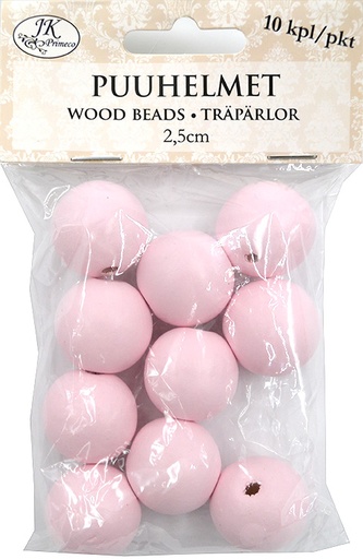 [3934] Wood beads 2.5cm light pink 10pcs