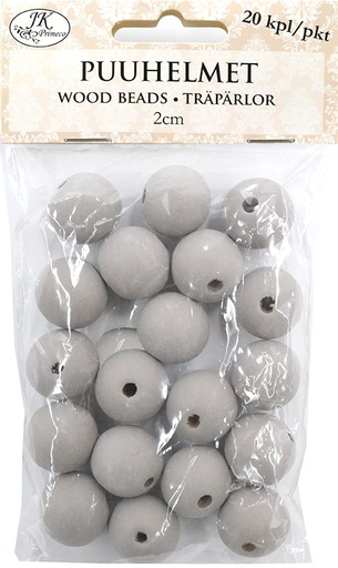 [3936] Wood beads 2cm grey 20pcs