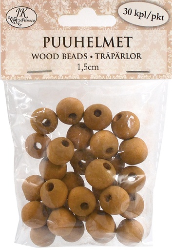 [3938] Wood beads 1.5cm brown 30pcs