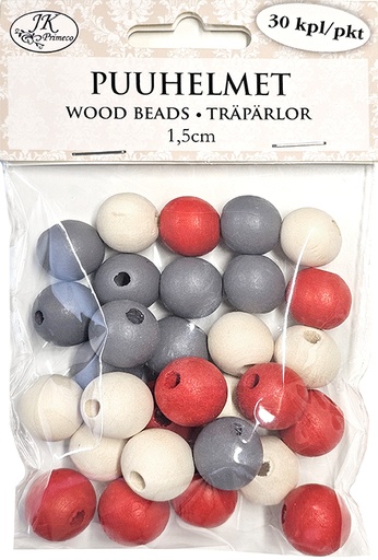 [3952] Wood beads 1.5cm Christmas assortment 30pcs