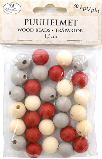 [3952] Wood beads 1.5cm Christmas assortment 30pcs