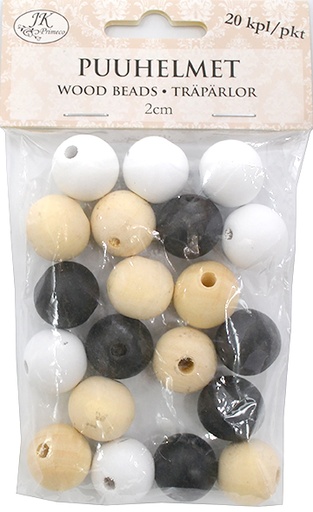 [3956] Wood beads 2cm natural assortment 20pcs