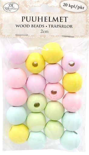 [3960] Wood beads 2cm pastel assortment 20pcs