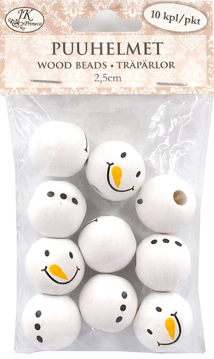 [3965] Wood beads 2.5cm Snowman 10pcs