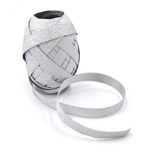 [3986] Gift ribbon 1cm x 10m glitter silver