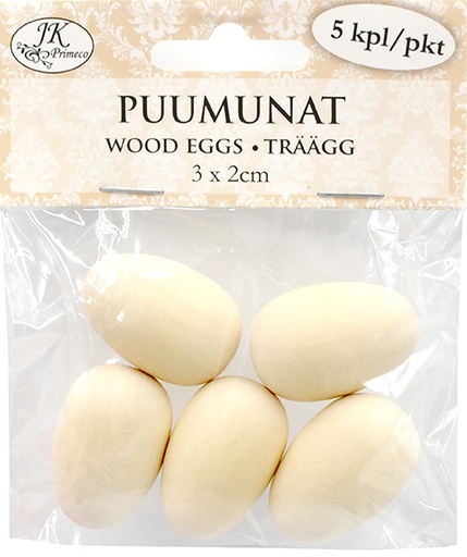 [3988] Wood eggs 2 x 3cm natural 5pcs