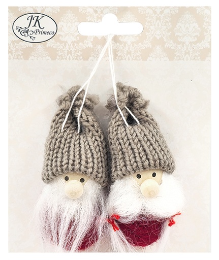[4003] Decorative Santa clauses red/grey 2 2pcs