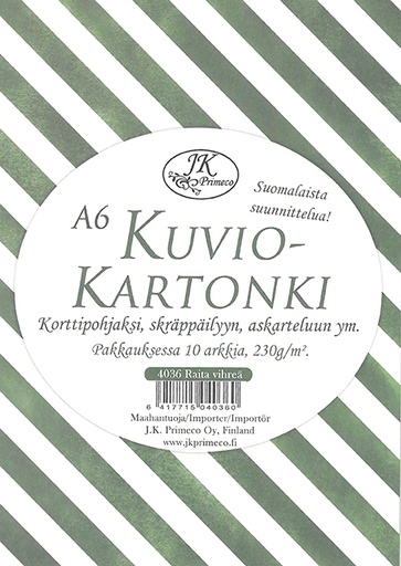 [4036] Patterned card A6 Stripe green 10pcs