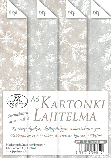 [4081] Kartonkilajitelma A6 Joulu beige-harmaa 20ark
