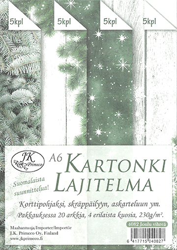 [4082] Card assortment A6 Christmas green 20pcs