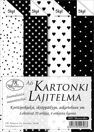 [4091] Card assortment A6 black/white 20pcs