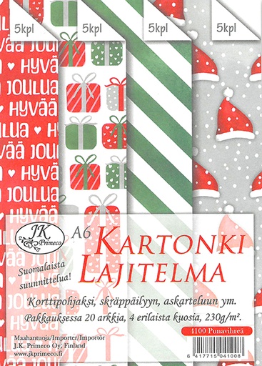 [4100] Kartonkilajitelma A6 Punavihreä 20ark