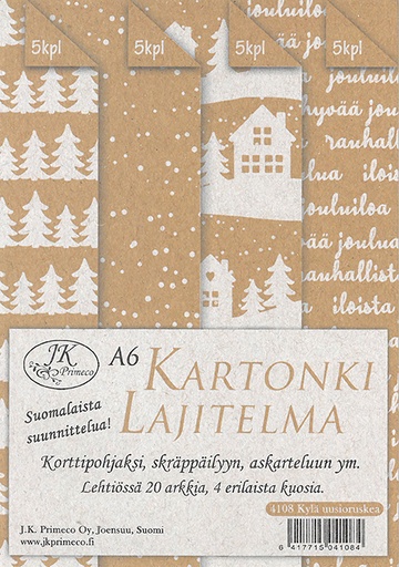[4108] Card assortment A6 Kylä uusioruskea 20pcs