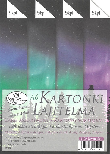 [4109] Kartonkilajitelma A6 Revontulet 20ark