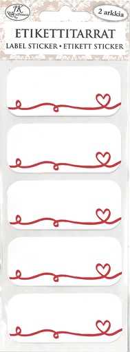 [4173] Label sticker narrow Heart red 2 sheets