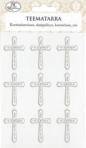 [4202] Theme sticker Cross silver 9pcs