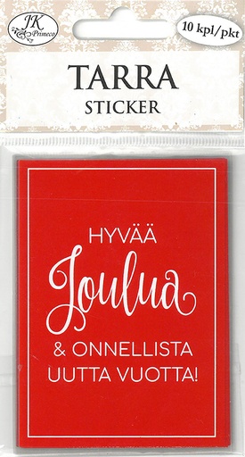 [4252] Sticker rectangle Jouluteksti punainen 10pcs