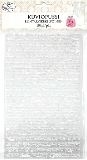 [4461] Clear bag Jouluteksti valkoinen 10pcs