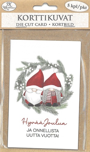 [4727] Die cut card Pukki ja muori kranssi 5pcs