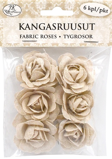 [4918] Fabric roses natural 6pcs