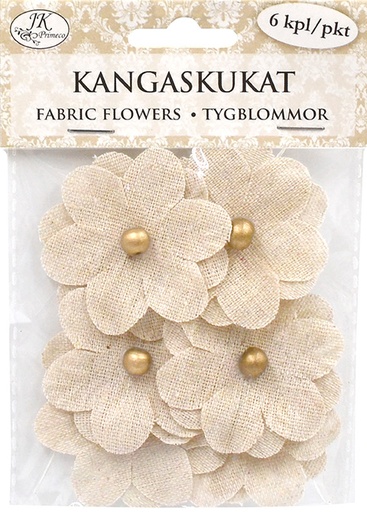 [4919] Fabric flowers natural 6pcs