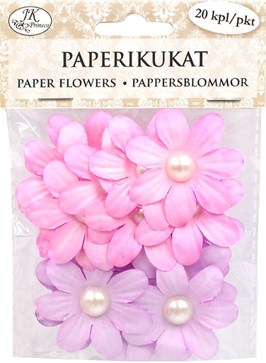 [4925] Paper flowers with beads big pastel 20pcs