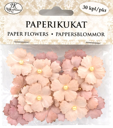 [4926] Paper flowers with beads small rose 30pcs
