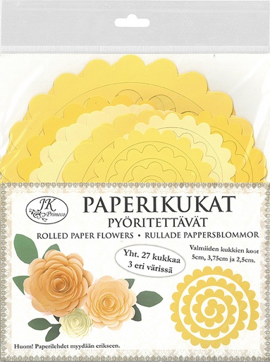 [4948] Rolled paper flowers yellow 27pcs