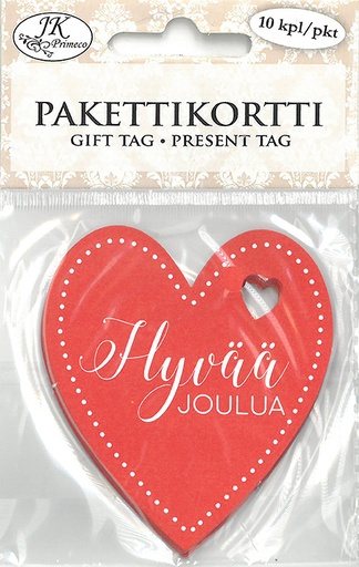 [5198] Gift tag Sydän punainen 10pcs