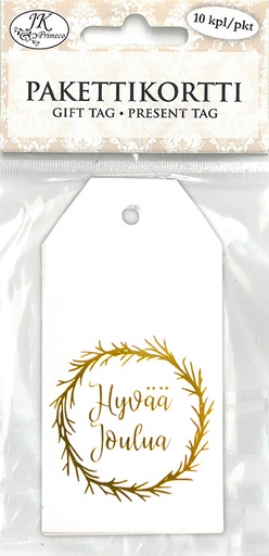[5200] Gift tag Jouluteksti kultafolio 10pcs