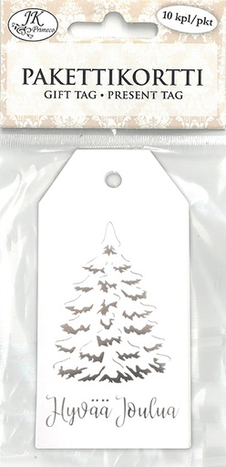[5201] Gift tag Jouluteksti hopeafolio 10pcs