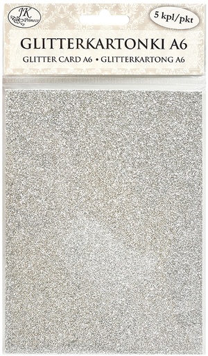 [6486] Glitter card A6 silver 5pcs