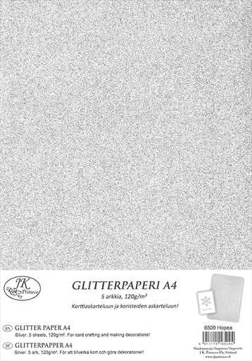 [6509] Glitter paper A4 silver 5pcs