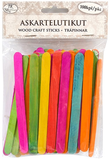 [6821] Wood craft sticks color assortment 100pcs