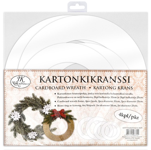 [6879] Cardboard wreath white 4pcs