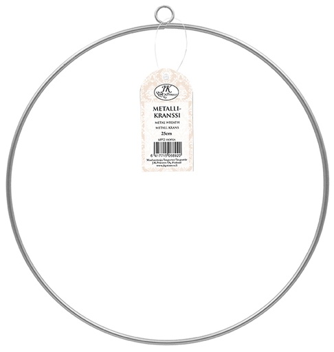 [6892] Metal wreath 25cm ring silver