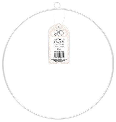 [6899] Metal wreath 25cm ring white