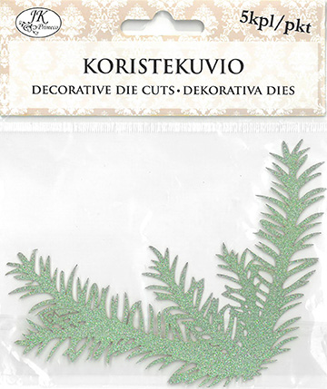 [6916] Decorative die cut Twig corner glitter green 5pcs