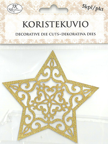 [6917] Decorative die cut Star glitter gold 5pcs