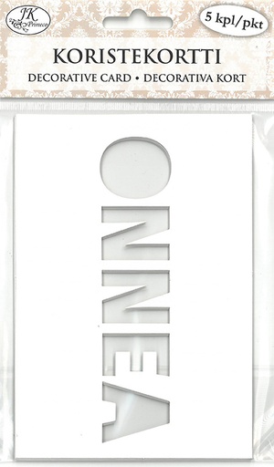 [6924] Decorative card Onnea valkoinen 5pcs