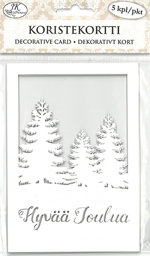 [6934] Decorative card Maisema ja teksti valkoinen 5pcs