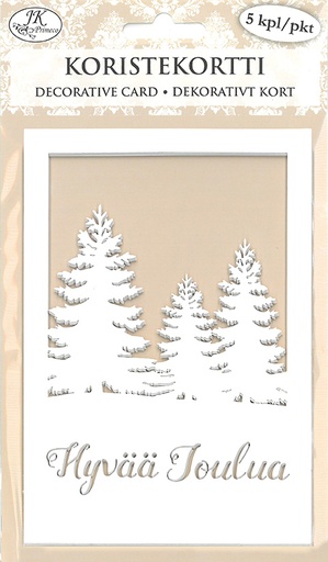 [6934] Decorative card Maisema ja teksti valkoinen 5pcs