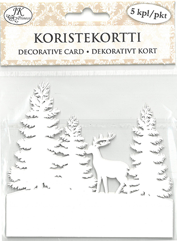 [6944] Decorative card Deer and spruces white 5pcs