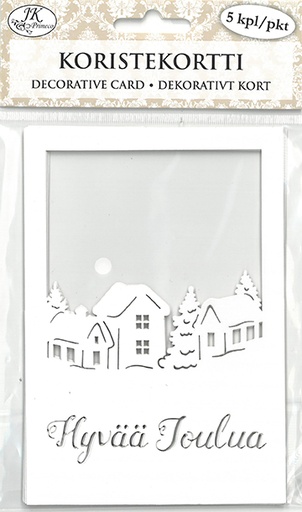 [6946] Decorative card Talot ja teksti valkoinen 5pcs