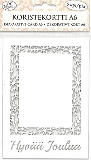 [6947] Decorative card A6 Lumihiutalereuna ja teksti white 5pcs