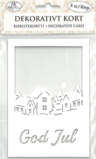 [6952] Decorative card God Jul vit 5pcs