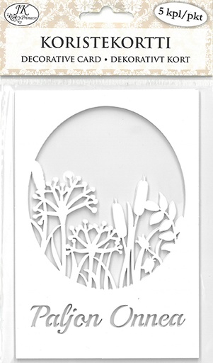 [6953] Decorative card Kukkaketo valkoinen 5pcs
