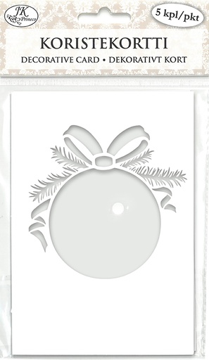 [6959] Decorative card Christmas ball white 5pcs